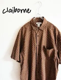D220325 claiborne 総柄 レトロ 半袖シャツ