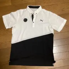 PUMA ポロシャツ ホワイト/ブラック Lサイズ