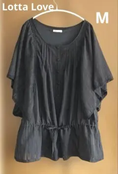 Lotta Love トップス　レースチュニック　くるみボタン　黒 Mサイズ