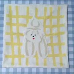 【洗濯済み未使用】クッションカバー 45×45 メレンゲクッキー 犬 黄色