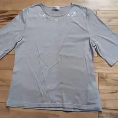 山忠ベージュ 五分袖刺繍 Tシャツ
