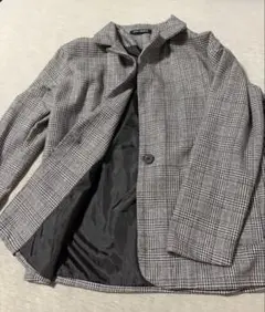 チェック柄シングルボタンチェスターコート