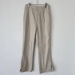 ローリーズファーム スリットパンツ コットンリネン ウエストゴムファスナーフック