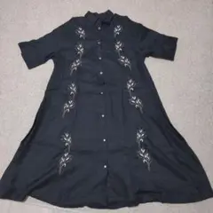 Lene non finito 刺繍 フレアシャツ ワンピース
