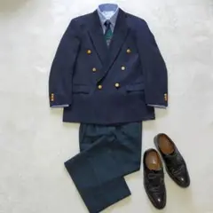 美品　Lサイズ　6ツ釦ダブルブレスト紺ブレザー　日本製