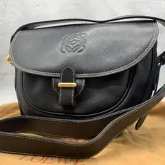 美品✨ロエベ アナグラム 型押し オールレザー ショルダーバッグ ブラック