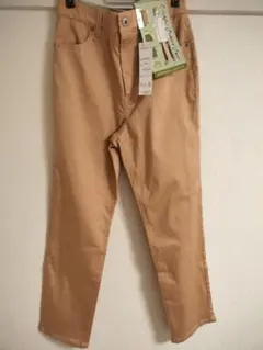【新品】 ストレッチパンツ　春　ズボン　ストレート　Lサイズ　ピンクベージュ