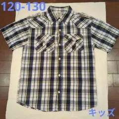 キッズAMERICAN HAWK 半袖シャツ チェック柄 120-130