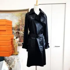 美品 HERMES エルメス コート ロング トレンチ コート サテン