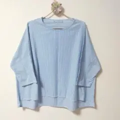 ハンドメイド コットン 切り替えストライプトップス