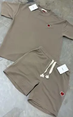 ベージュ リブ編み セットアップ M