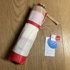 【未使用品】フルラ ボーダー 晴雨兼用 折り畳み傘 レッド