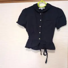 最終価格　Thescotchhouseネイビー 半袖シャツ フリル付き150cm