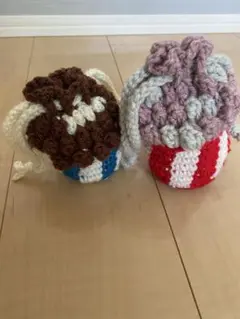 handmade ポップコーン風巾着　2個セット