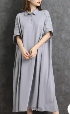 新品✨MARTHA グレー 半袖ポロシャツワンピース