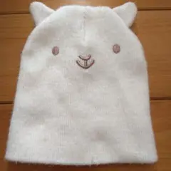 アイボリー クマの顔 ベビー帽子 42-48㎝