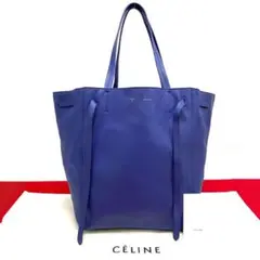 極上美品 保存袋付き セリーヌ カバ ファントム レザー トートバッグ 青