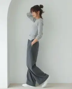 東原亜希 FORME ワイドパンツ チャコール　0サイズ