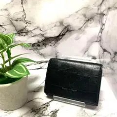 美品!SAINT LAUREN クロコ型押し コンパクト折財布 3212