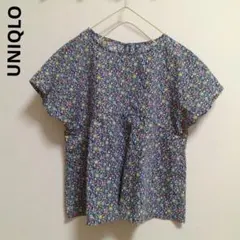 UNIQLO　小花柄ブラウス　プルオーバー　ネイビー　リバティ　女の子150cm