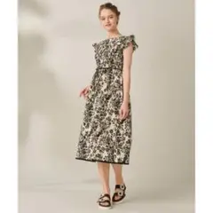 【洗える！】ＳＴＡＴＩＣＥ　ＤＲＥＳＳ　ドレス ベージュ ブラック
