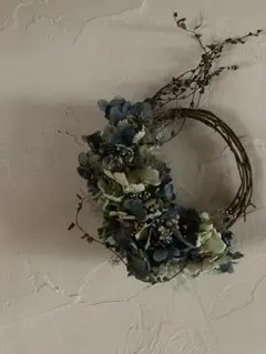 ドライフラワー ブルー系秋紫陽花ハーフリース
