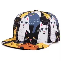 新品 かわいい ネコ 総柄 キャップ 野球帽 帽子 カラフル ユニセックス