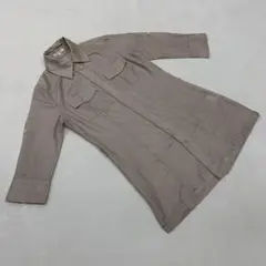 SOFUOL ロングシャツ ベージュ ポケット付き 七分袖 ボタンフロント 2