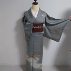 正絹 グレーっぽい付け下げ 1-7