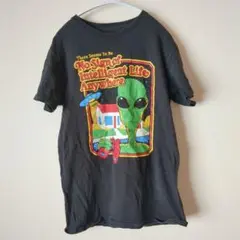 【小さい穴あり】宇宙人デザイン Tシャツ Sサイズ 黒