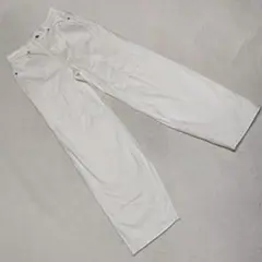 訳あり★GU ワイドパンツ カラーパンツ ステッチ ユニセックス 白 M