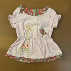 キリンと鳥の刺繍ワンピース