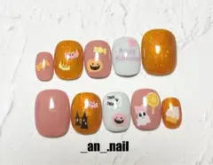 オーダーネイルチップ❤︎ハロウィン　かぼちゃ　おばけ　かわいい　コウモリ