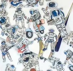 コラージュ素材 宇宙服シール 人物ステッカー No.801