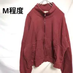 ジップアップ　パーカー　上着　バーガンディ　赤　М程度　海外US古着