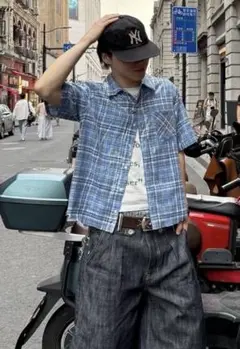 ヘリーハンセン チェックシャツ 短丈 円堂守 y2k 00s 90s