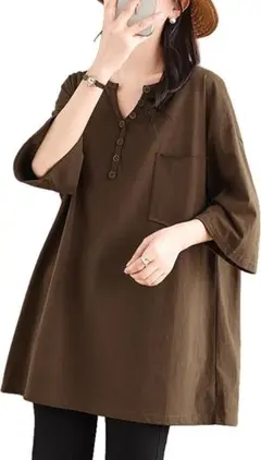 ロングＴシャツ　コーヒーブラウン　 レディースFサイズ