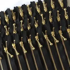 YKK 金属ファスナー 黒 30本(20cm ゴールド 玉付き)