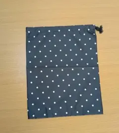 巾着袋 撥水 黒ドット