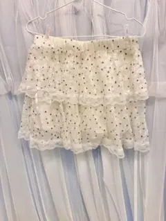 ウィッシュコア グランジ ガーリー ホワイトドットフリルミニスカート