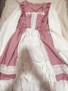 ゴスロリ・ロリータドレス ピンクホワイト