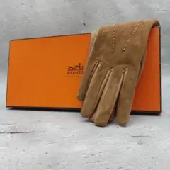 極美品✨エルメス 手袋 スウェード×レザー Hステッチ ブラウン 箱付き