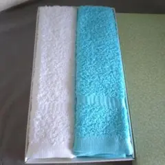 ホワイト・ターコイズ タオル2枚セット