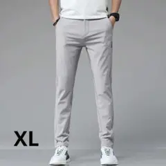 グレー XL 通気性 カジュアル パンツ ロング 仕事 ズボン ゴルフ