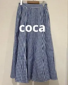 コカ　coca 青と白のギンガムチェック フレアスカート