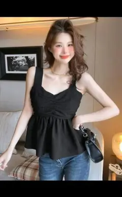 ブラックノースリーブトップス JP-L(L)
