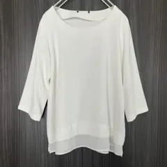 ホワイト 白 とろみ ブラウス シャツ ジョーゼット オフィス 通勤 セレモニー