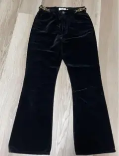 CELINE 20AW ベルベット DYLAN ディランフレアパンツ ロゴ金具