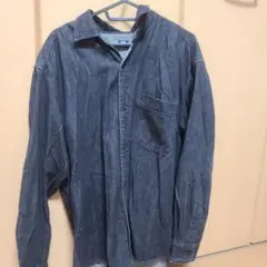 ダークブルー デニム ボタンアップシャツ