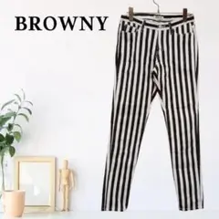 zB429【L】BROWNY ストレッチパンツ バーティカルストライプ